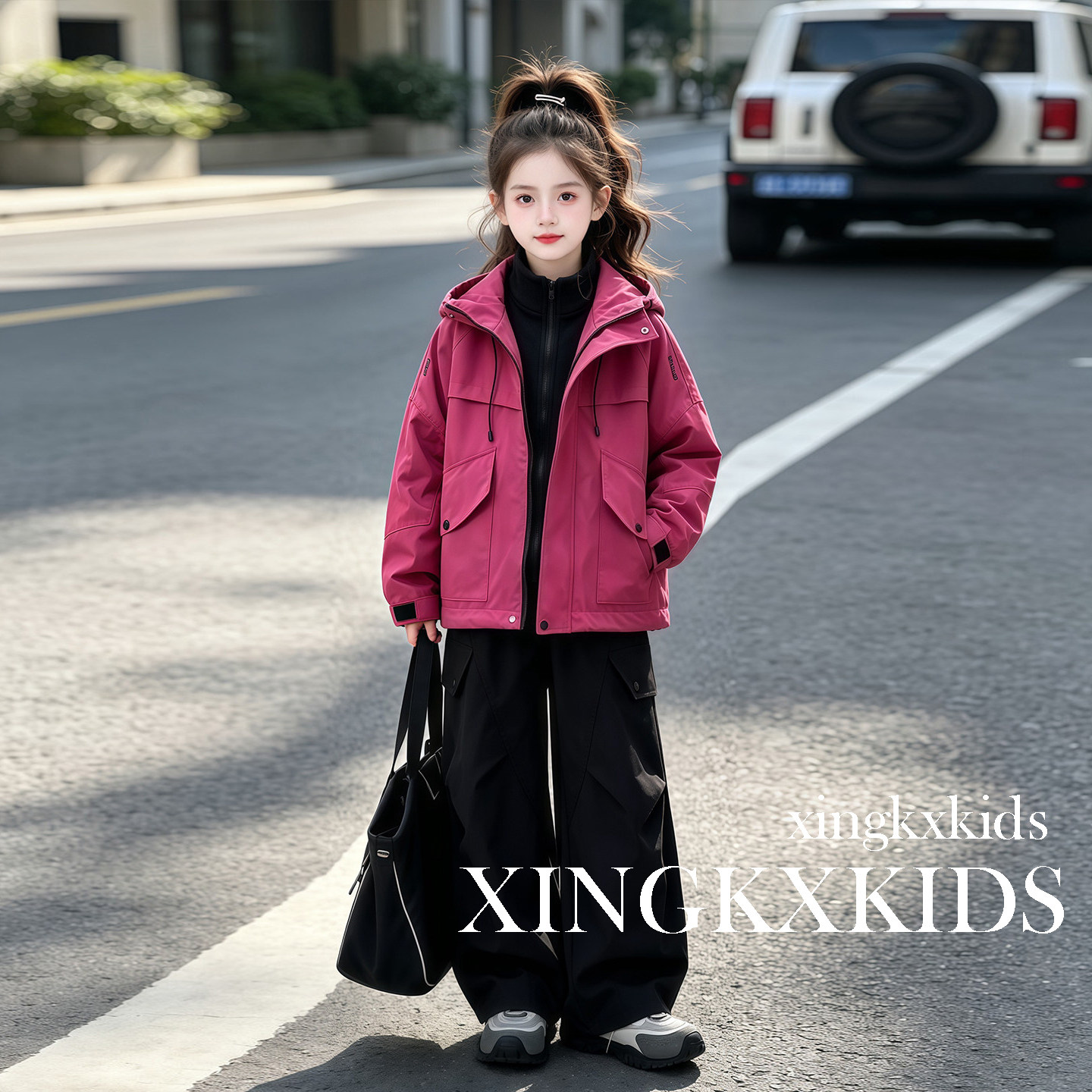 女童秋冬加厚连帽冲锋衣