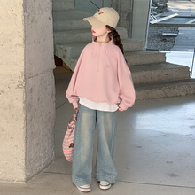 女童秋季卫衣套装2025新款女大童春秋装牛仔阔腿裤儿童休闲两件套