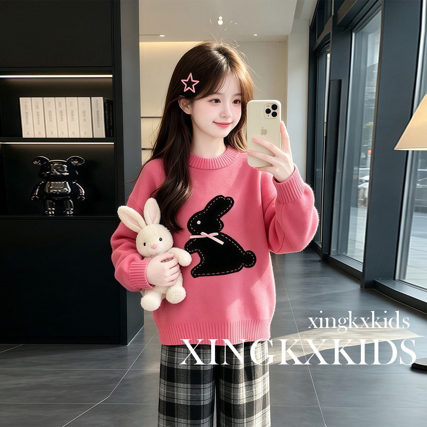 女童春秋条洋气针织毛衣