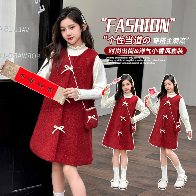 【新年热销】女童加厚年服背心裙