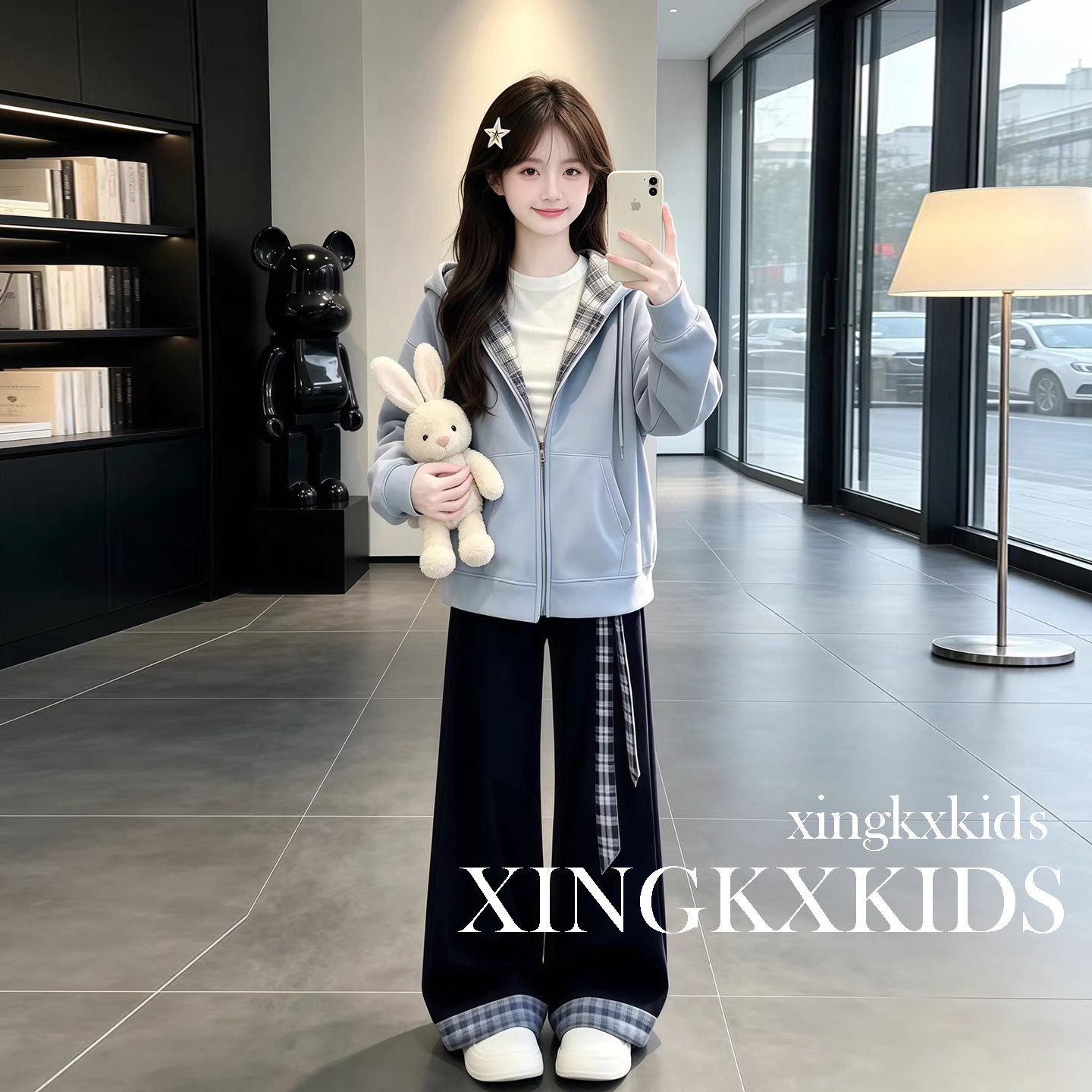 女童春秋连帽卫衣开衫休闲外套