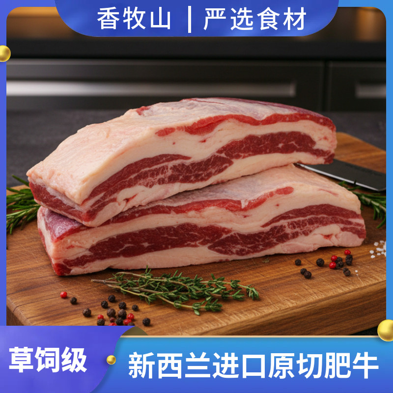 新西兰进口肥牛原切牛肉草饲牛五花肉串烧牛后胸肉奶香火锅烧烤