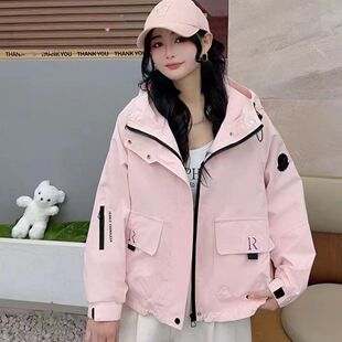 连帽冲锋衣女宽松休闲百搭工装 新款 外套上衣 2025春秋季 JMY8503