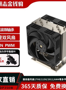 研志金钱豹5热管双塔式CPU散热器4189/4677/SP3/SP5针脚铜底