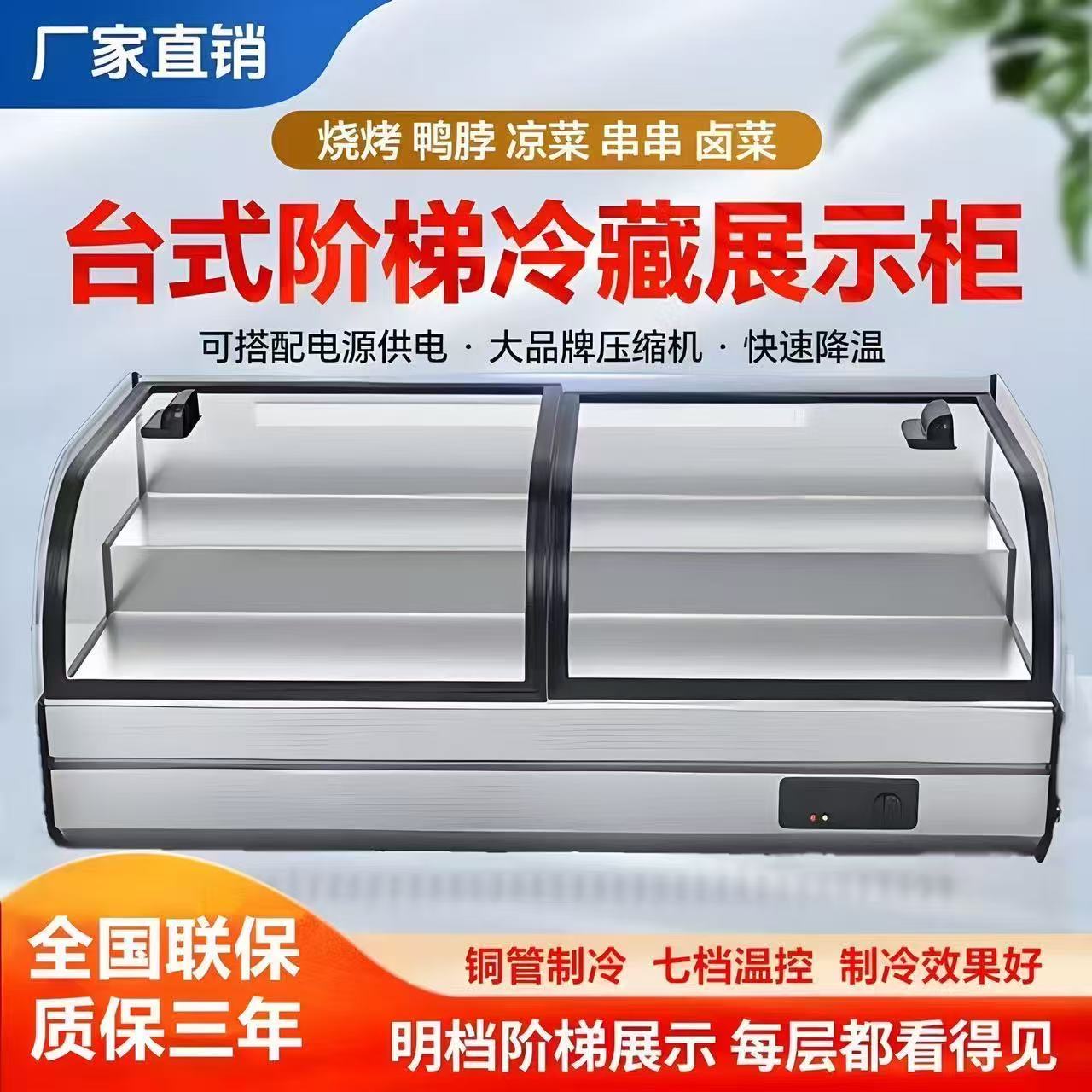 台式双阶梯冷藏展示柜三轮车移动摆摊冷柜箱凉菜炸串烧烤商用卤菜