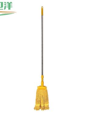 卫洋WYS-2100不锈钢杆五色分区蜡拖黄色酒店医院老虎夹式棉纱拖把