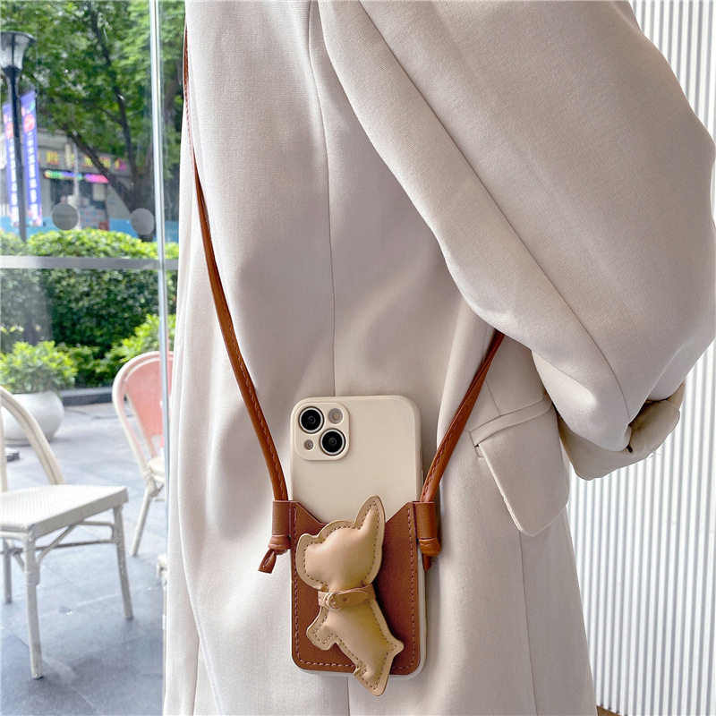 进口斗牛犬卡包适用苹果13promax手机壳iphone12保护套14pro苹果11斜