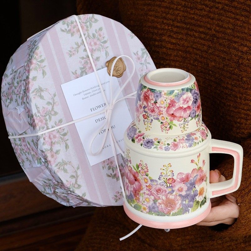 进口复古轻奢陶瓷水壶办公室泡茶杯高级感马克杯送女生生日礼物伴,节庆用品/礼品,文化创意杯子,淘宝优惠券,粉丝福利购,淘宝优惠卷