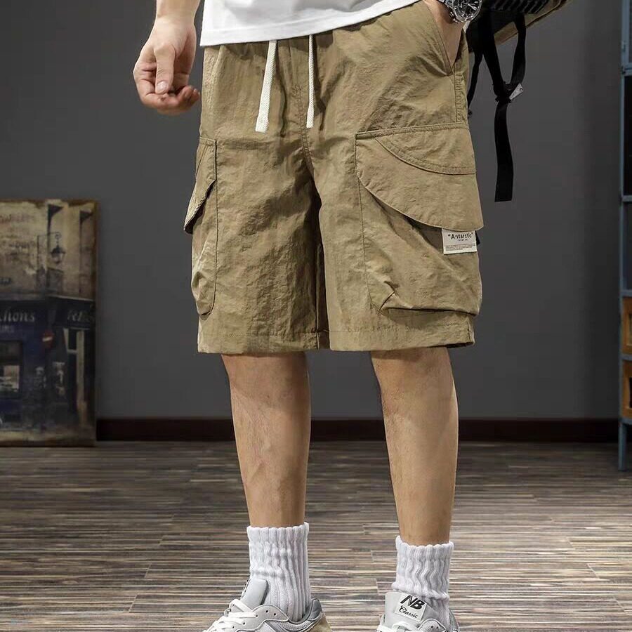 进口男士潮流时尚工装多口袋五分短裤夏季简约百搭宽松舒适沙滩