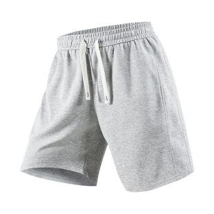 新款 夏季 跨境纯色宽松休闲百搭情侣五 棉质短裤 进口华棉包边男士