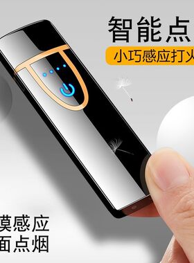 进口新款塑料USB指纹触摸感应充电打火机小巧便捷点烟器可做logo