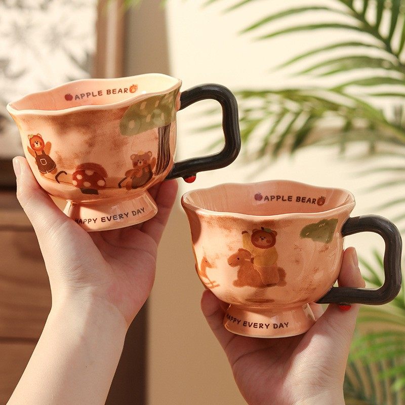 进口复古苹果小熊陶瓷杯子高颜值艺术感马克杯男女生办公室咖啡早,节庆用品/礼品,文化创意杯子,淘宝优惠券,粉丝福利购,淘宝优惠卷