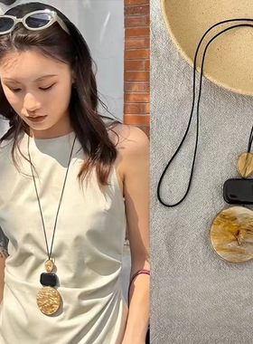 进口新中式国风夏日长款项链配饰女高级感轻奢小众简约气质2024