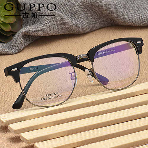 大圆脸复古风配近视眼镜框