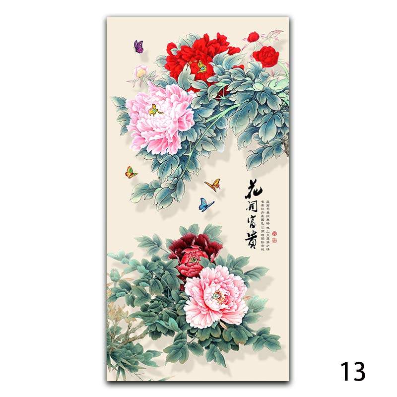 花开富贵自粘装饰画牡丹玄关客厅沙发背景墙壁画防替换画芯,家居饰品,现代装饰画,淘宝优惠券,粉丝福利购,淘宝优惠卷