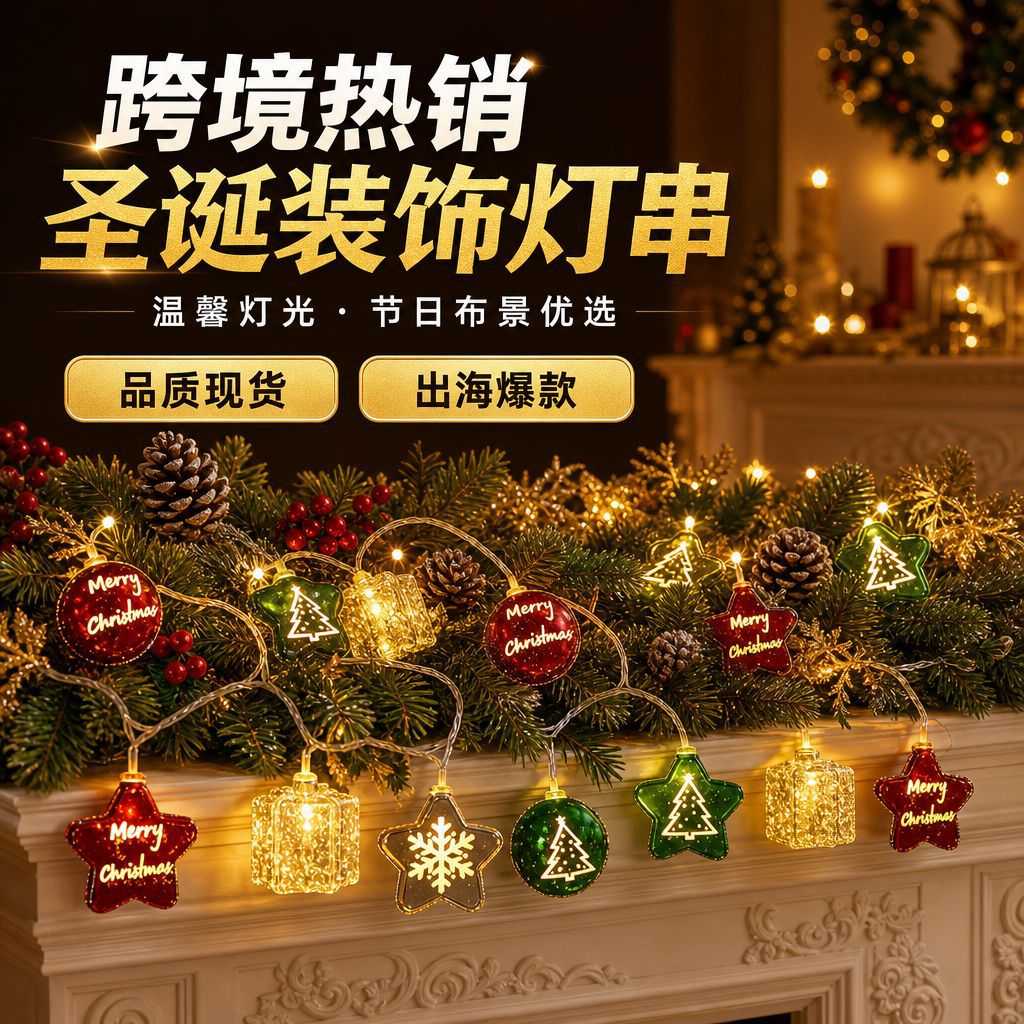 圣诞树LED装饰灯串天罗球五角星
