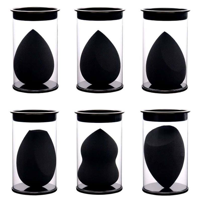 黑色马克圆筒装美妆蛋黑色水滴切印章三切面化妆海绵粉扑