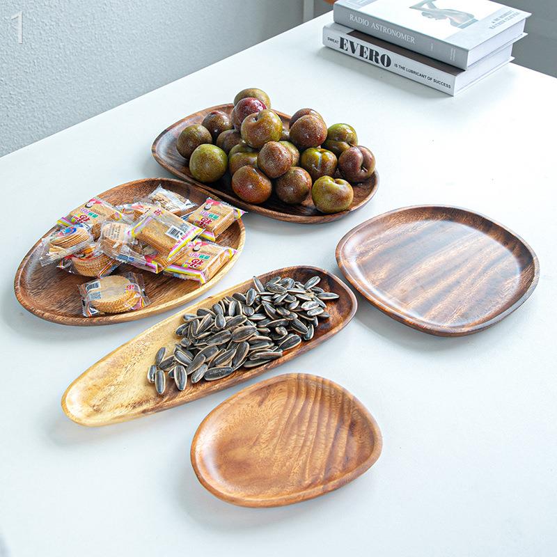 百款胡桃木质创意干果盘餐厅酒店水果盘圆形茶盘托盘零食点心盘子