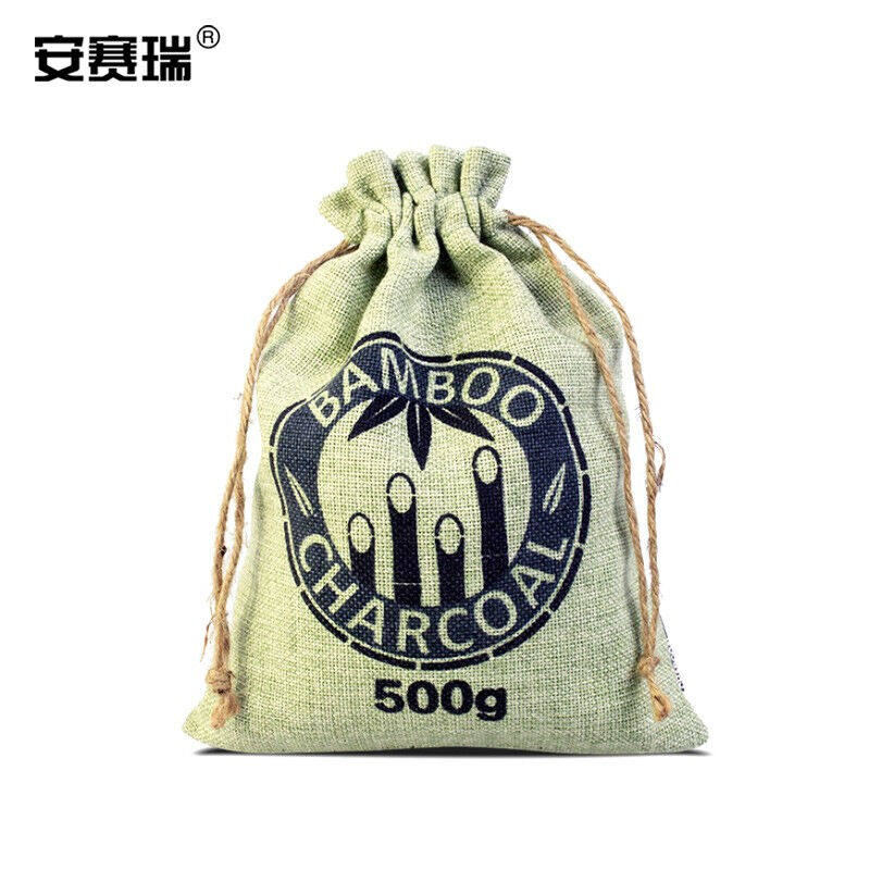 安赛瑞竹炭包汽车除味除甲醛麻布炭包500g绳索款车居两用新房装修