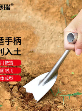 安赛瑞不锈钢野菜铲移苗除草赶海工具挖土起蒜铲子中号5E00347