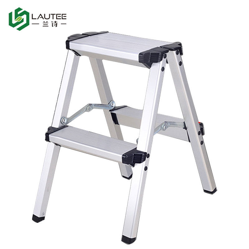 兰诗WSY0012铝合金梯子大踏板梯折叠人字梯凳梯轻便工程铝梯两步