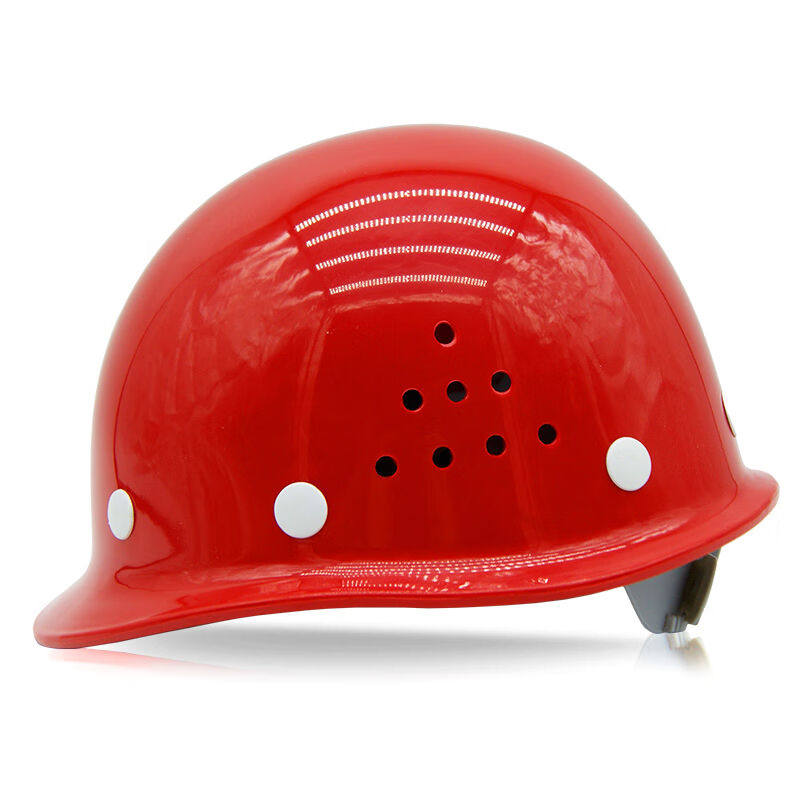 腾驰abs高强度安全帽建筑工地防砸透气玻璃钢头盔圆顶透气红色