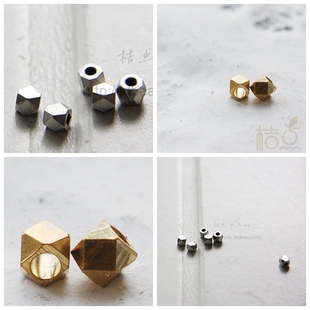 DIY饰品黄铜配件3mm镀厚金银刻面.首饰.隔珠.四方铜棒批花(1793C)