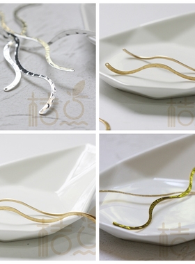 DIY饰品铜配件90*10mm压纹锤纹铜片S形几何图形(4170C)