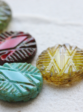 DIY饰品配件串珠散珠捷克进口玻璃珠古色古珠圆片菱形(CZE-10)