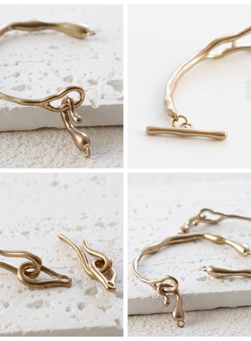 DIY饰品黄铜配件几何图形树枝异形镀金银古色OT扣尾扣(4908C)