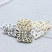 铜片 4667C 镀银镀金 DIY饰品黄铜配件 几何图形 18mm 镂空