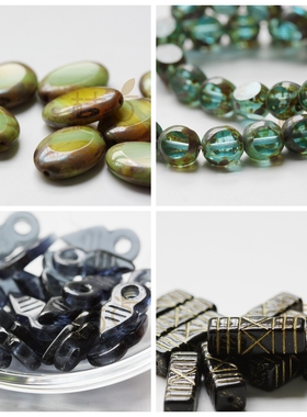 捷克玻璃火烧珠进口珠古色古珠圆珠方珠不定形手工制作(CZH6)