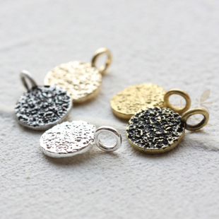 DIY饰品黄铜配件14*10mm镀厚银镀厚金 圆饼 圆片 吊坠(4723C)