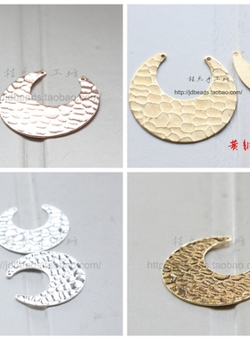 DIY饰品黄铜原坯.配件30mm圆形月牙压纹.吊坠.首饰.隔珠(1993C)