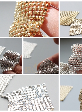 DIY饰品铜配件42.9mm镀厚金银平网钻网时尚耳环耳饰流苏(3927C)