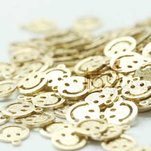 3802C 几何图形 8mm圆片闪沙笑脸吊坠铜片耳环 DIY饰品铜配件10