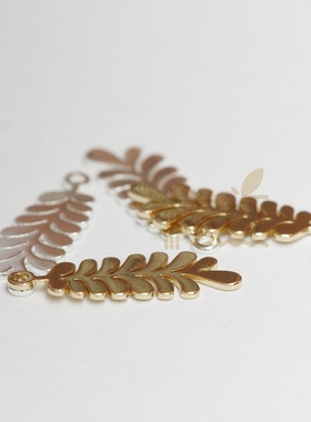 DIY饰品激光切割铜配件21*7mm树叶吊坠挂件(4521C)