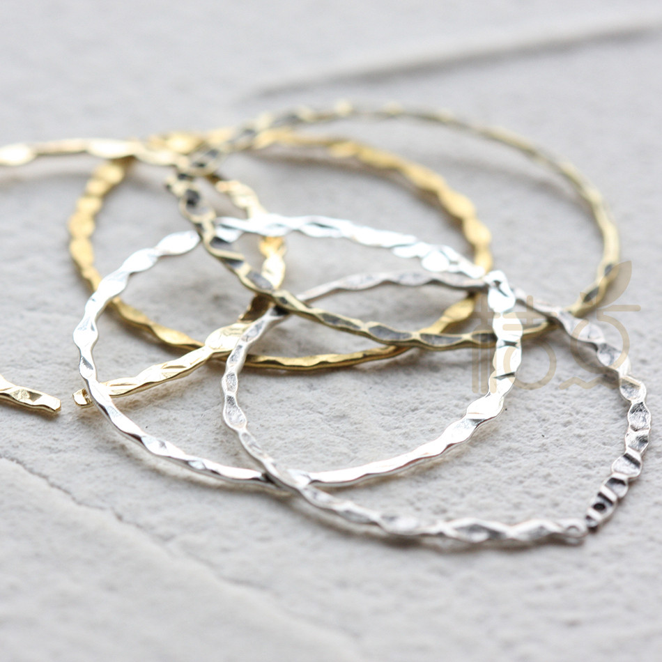 diy饰品黄铜配件26*29mm 敲打 压花 椭圆圈 双孔 几何图形(4554c)