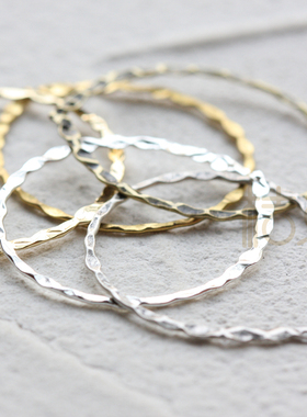 DIY饰品黄铜配件26*29mm 敲打 压花 椭圆圈 双孔 几何图形(4554C)