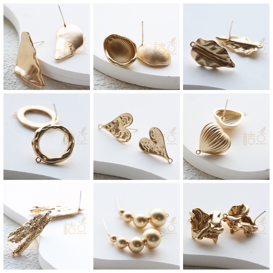 镀无光金铸造铜不规则异形耳钉