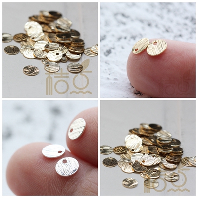 diy饰品拉丝圆片几何风铜配件