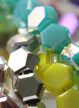 国产水晶玻璃珠 直孔 6mm 六边形 几何图形 DIY材料配件(G296)