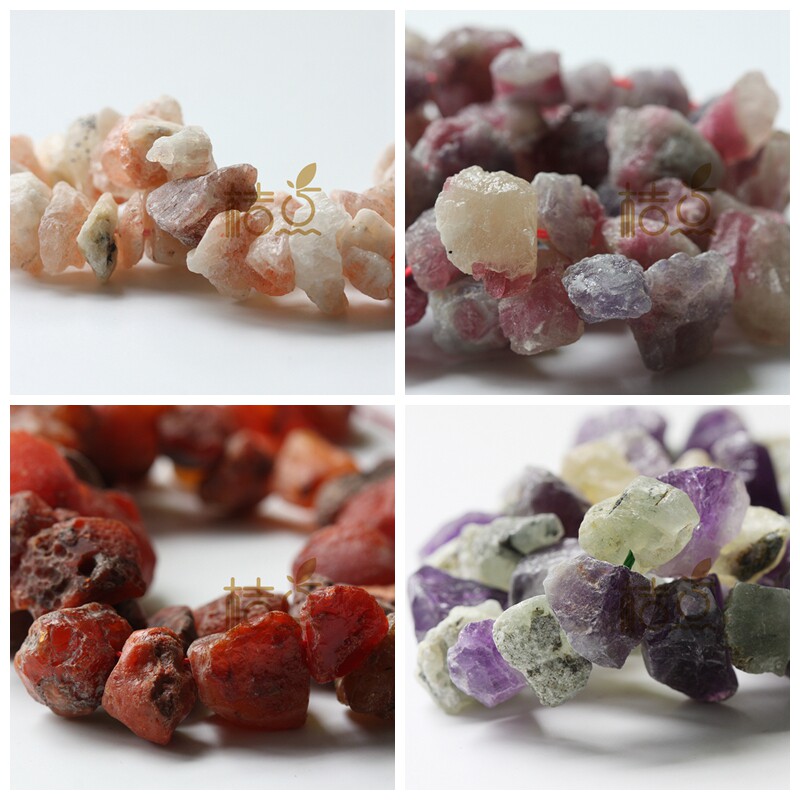 DIY饰品配件半宝石 碎石 原石 直孔 配珠 珠子 紫水晶(G286)