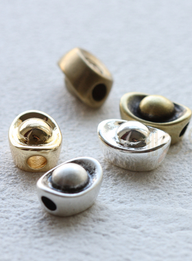 DIY饰品黄铜配件8*12mm镀厚银镀厚金 大孔 元宝 隔珠 配珠(4732C)