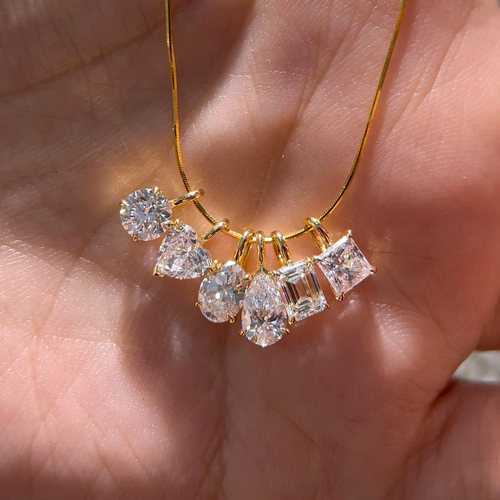 【培育钻石】18K金镶嵌异形钻石吊坠50分椭圆形培育单钻项链