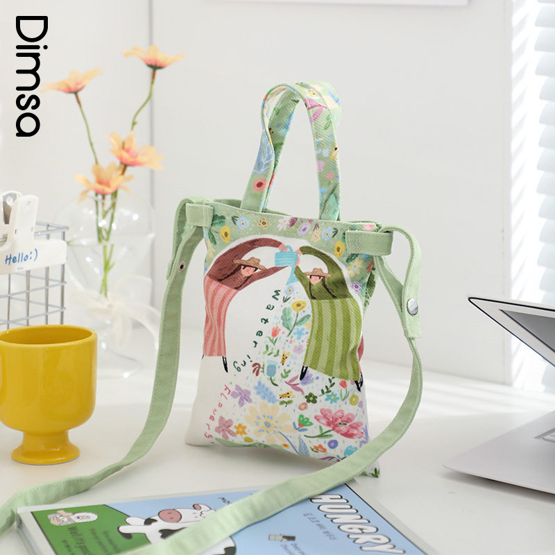 典舍 x eggplants 北欧简约治愈花花插画手机包女斜挎帆布包k396