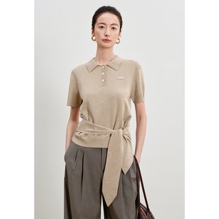 【商场同款】伊芙丽2026春季新款Polo领针织短袖毛衣T恤1H3130091