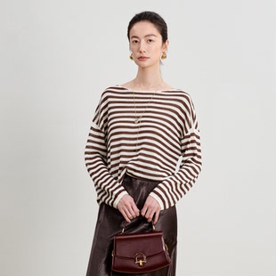 【商场同款】伊芙丽2026春季新款套头条纹针织衫毛衣1H3230061