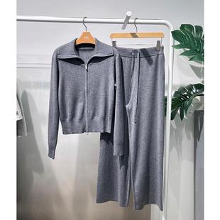 商场款款MM麦家2025冬季新品灰色拉链针织开衫女裤子5GA334581