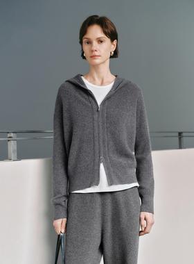 MM麦檬100羊绒毛针织衫毛衣连帽开衫商场同款2025冬新款5GA234191